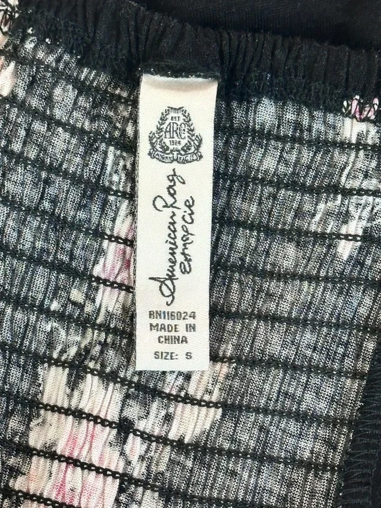 American Rag Handkerchief Dress Womens Small Floral Black Smocked Cottagecore - Picture 8 of 9